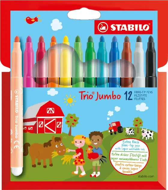 Silný vláknový fix STABILO Trio Jumbo 12 ks sada