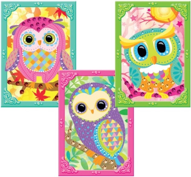 Mozaika se třpytivými kamínky - sova