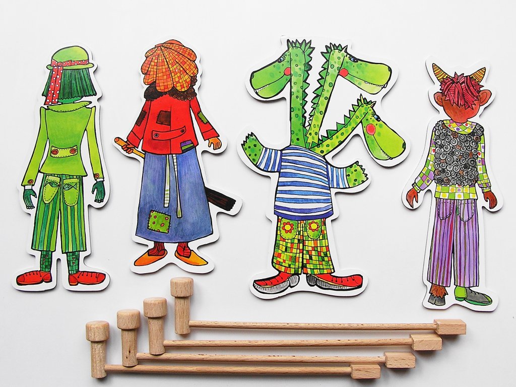 Loutkové divadlo Marionetino - Loutky - Vodící tyčky - Strašidla - drak - čert - ježibaba - vodník