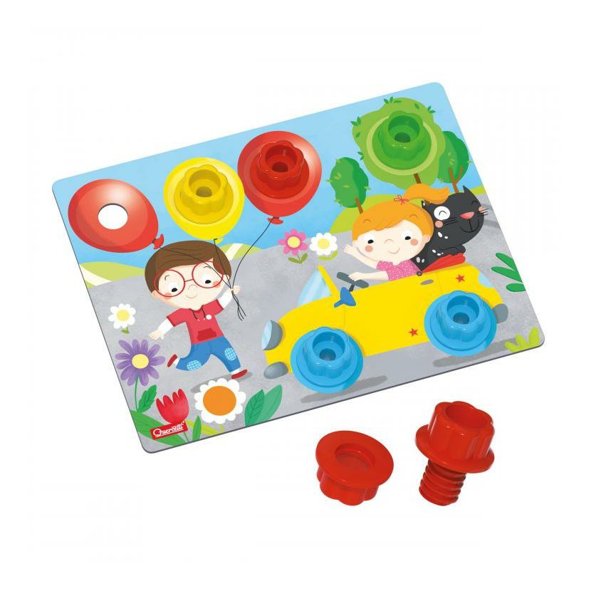Quercetti Montessori Play Lab nuts & bolts boards – tabulky se šroubky a matičkami