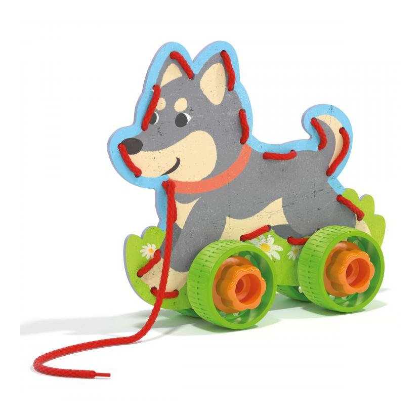 Quercetti Montessori Lacing Game - lacing animals & wheels – šněrovací zvířátka s kolečky