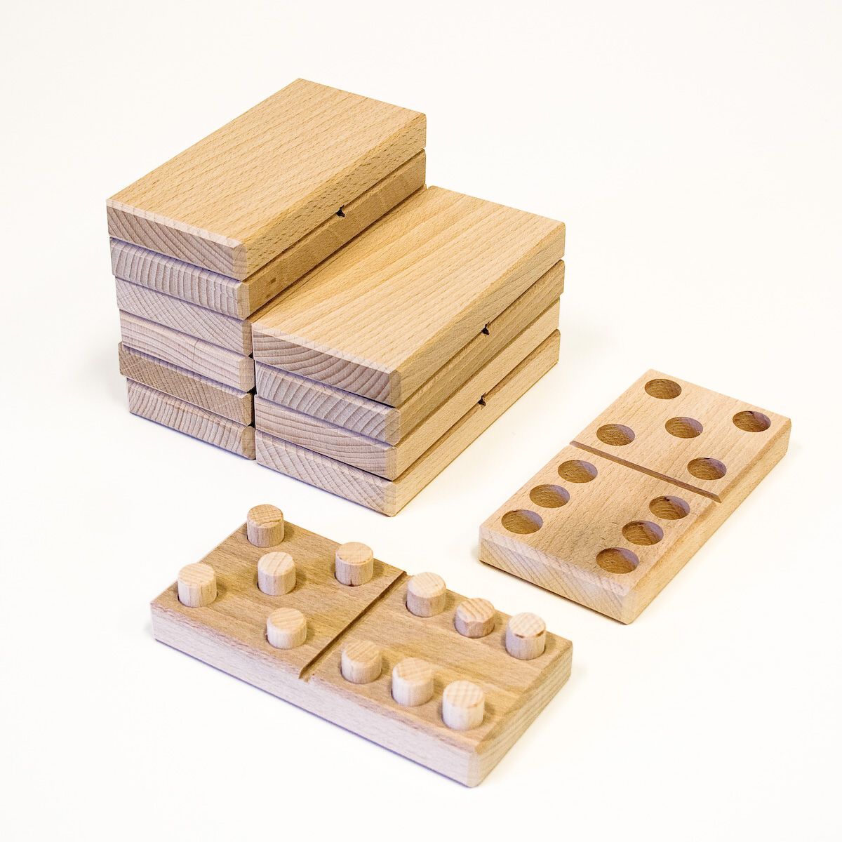 Hmatové domino - 12 masivních dřevěných kostek