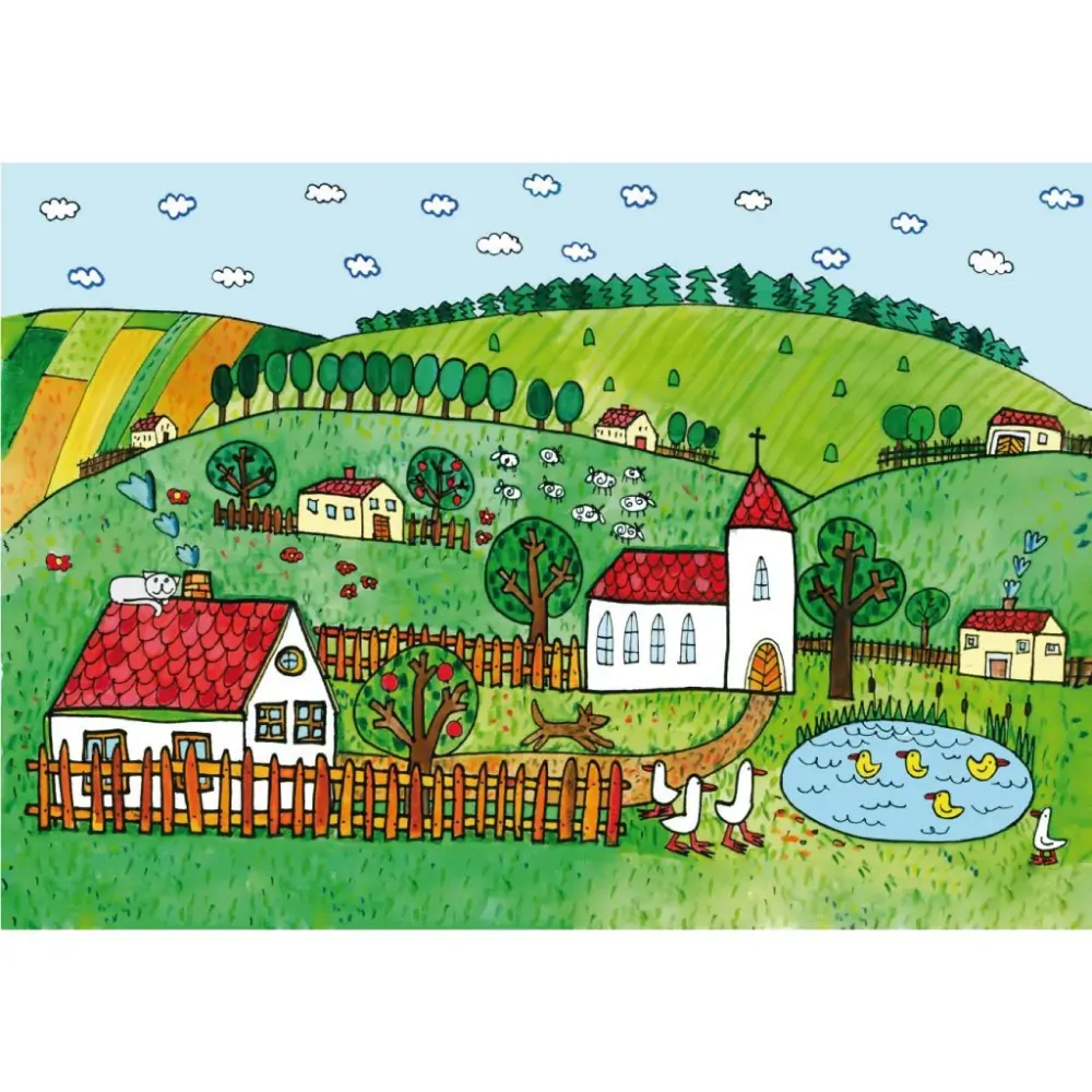 Loutkové divadlo - Čert a Káča, loutky, tyčky, kulisy, pozadí