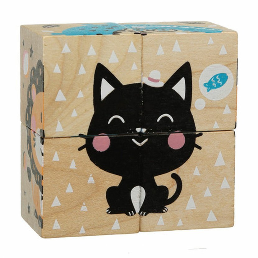 Veselá zvířátka - 4 skládací obrázkové kostky