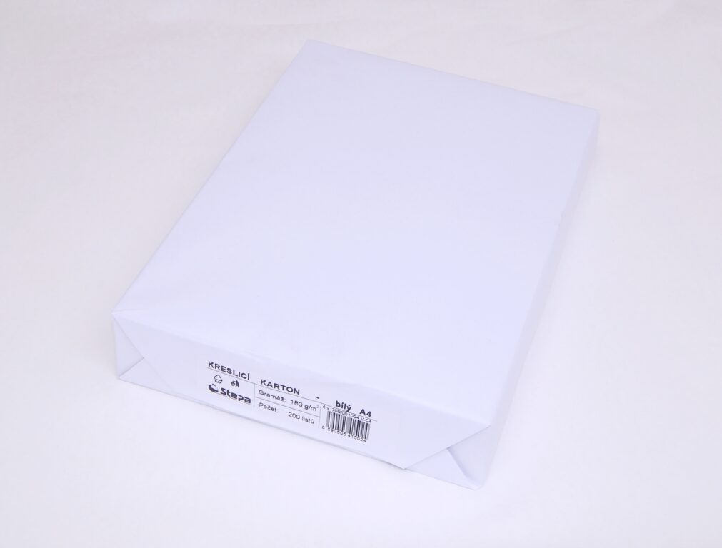 Kreslící karton bílý 180 g/m2 - kladívková čtvrtka - A4 - 200 ks - bílé čtvrtky