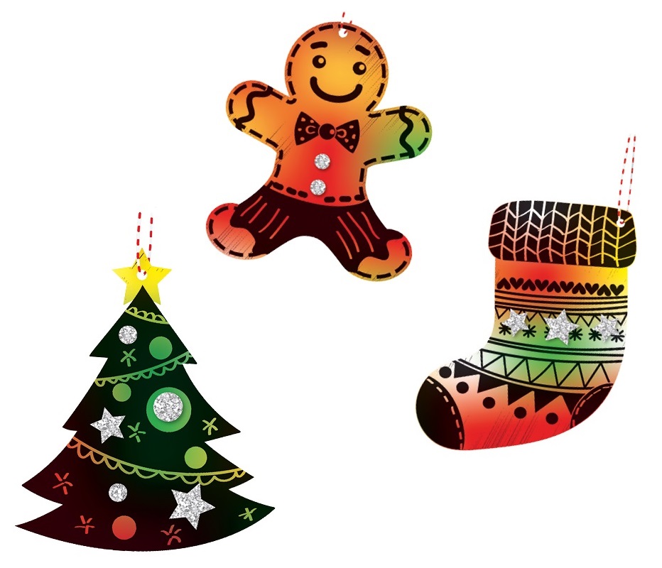 Sada škrabacích obrázků s doplňky - vánoce