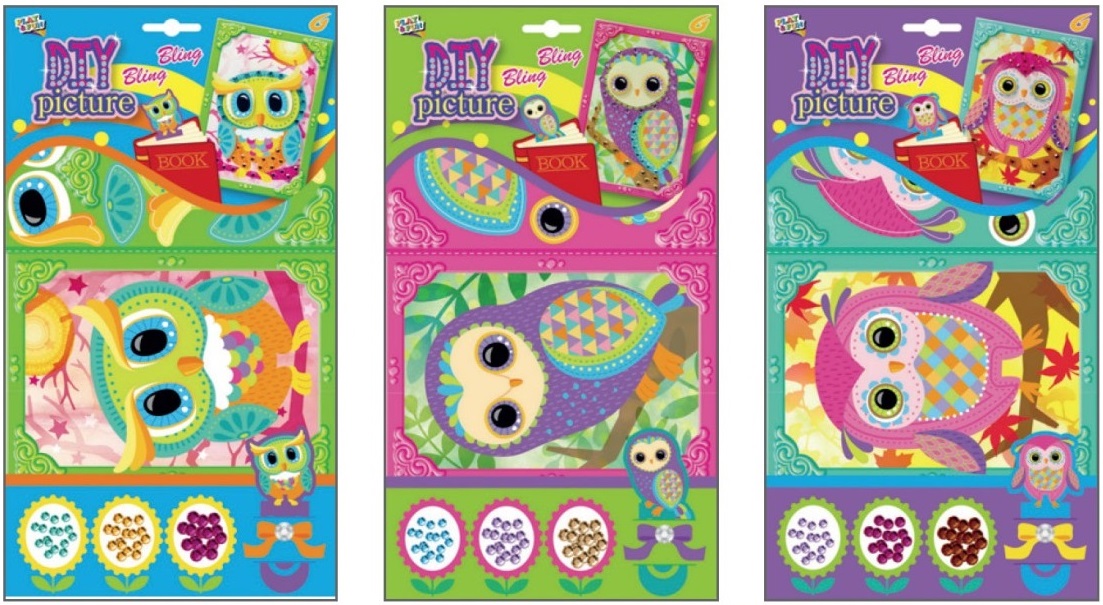 Mozaika se třpytivými kamínky - sova