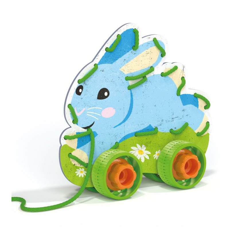 Quercetti Montessori Lacing Game - lacing animals & wheels – šněrovací zvířátka s kolečky