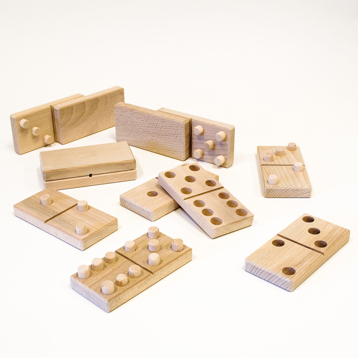 Hmatové domino - 12 masivních dřevěných kostek