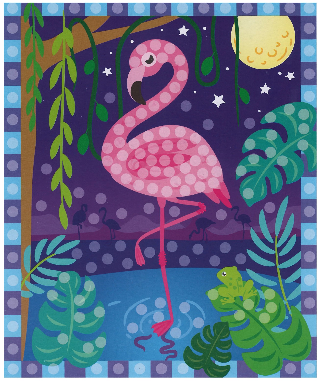 Mozaika se třpytivými flitry plameňák 17x30 cm