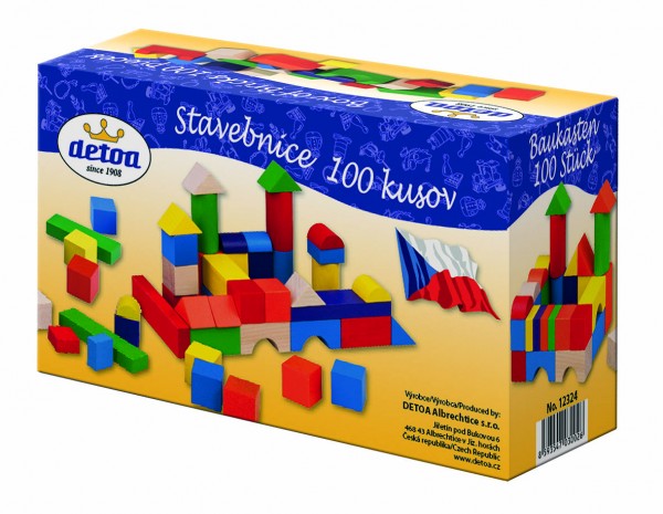 Kostky stavebnice dřevo 100ks v krabici