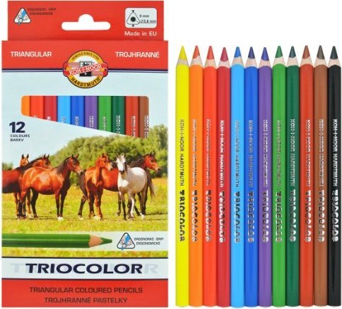 Trojhranné pastelky Triocolor 12 ks Koh-I-Noor 3142 Koně