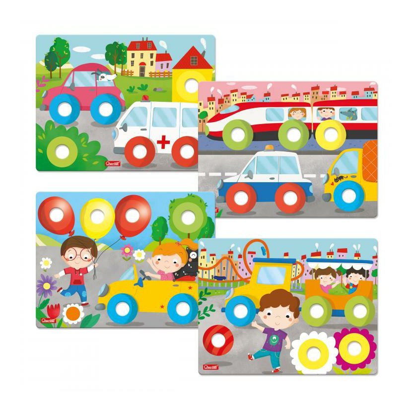 Quercetti Montessori Play Lab nuts & bolts boards – tabulky se šroubky a matičkami