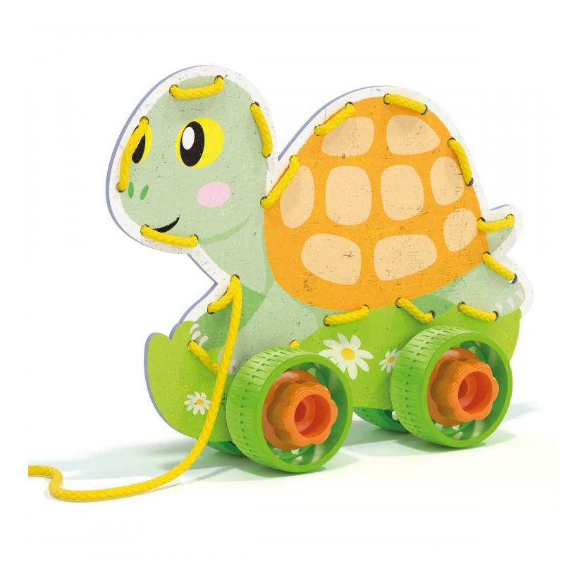 Quercetti Montessori Lacing Game - lacing animals & wheels – šněrovací zvířátka s kolečky