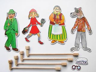 Loutkové divadlo Marionetino - Červená Karkulka - Loutky - Rekvizity - Vodící tyčky