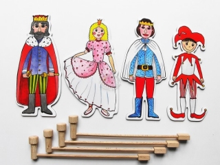 Loutkové divadlo Marionetino - Loutky - Vodící tyčky - Královská sada - Kašpárek, Princezna, Princ a Král