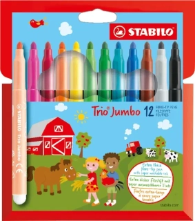 Silný vláknový fix STABILO Trio Jumbo 12 ks sada