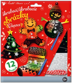 Sada škrabacích obrázků s doplňky - vánoce