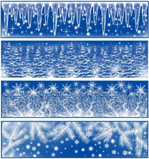 Okenní fólie s glitry pruh Les, větve 59 × 15 cm